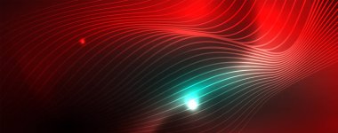 Parlak neon vektör dalga çizgi soyut arka plan, hareket kavramı