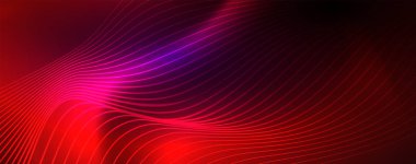 Neon vektör dalga hatları soyut arka plan, sihirli futuristik techno tasarım