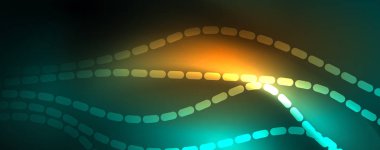 Parlak neon vektör dalga çizgi soyut arka plan, hareket kavramı