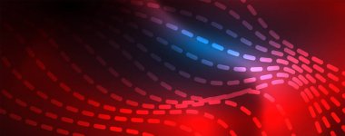 Mavi Neon renkli ışık arka planda pürüzsüz dalga hatları. Karanlık, parlak hareket, sihirli uzay ışık üzerinde parlayan soyut dalga