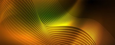 Parlak neon vektör dalga çizgi soyut arka plan, hareket kavramı