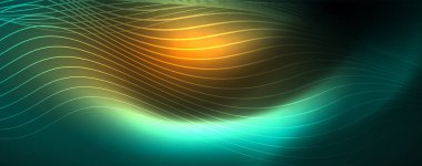 Parlak neon vektör dalga çizgi soyut arka plan, hareket kavramı