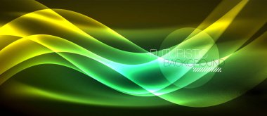 Neon parlak ışık parlayan dalga hatları