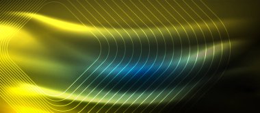 Neon parlayan techno hatları, yüksek teknoloji fütüristik arka plan şablonu kare şekilleri ile