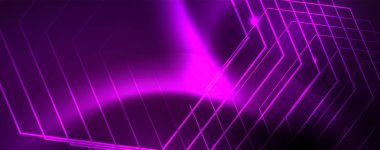 Parlak parlayan tasarım arka plan, Neon tarzı hatları, teknoloji kavramı, vektör