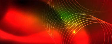 Techno parlayan arka plan, Neon ışık efektleri ve basit formları ile futuristik karanlık şablon, vektör