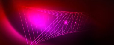 Neon parlayan techno hatları, Hi-Tech futuristik soyut arka plan şablonu, vektör