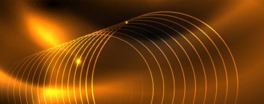 Parlak neon techno şablonu. Neon hatları arka plan, 80s tarzı lazer ışınları