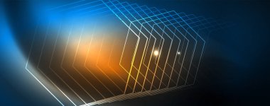 Neon parlayan techno hatları, Hi-Tech futuristik soyut arka plan şablonu, vektör