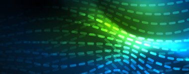 Mavi Neon renkli ışık arka planda pürüzsüz dalga hatları. Karanlık, parlak hareket, sihirli uzay ışık üzerinde parlayan soyut dalga