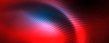 Mavi Neon renkli ışık arka planda pürüzsüz dalga hatları. Karanlık, parlak hareket, sihirli uzay ışık üzerinde parlayan soyut dalga