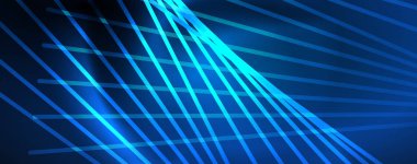 Neon mavi parlak çizgiler, sihirli enerji alanı ışık kavramı, arka plan duvar kağıdı tasarımı