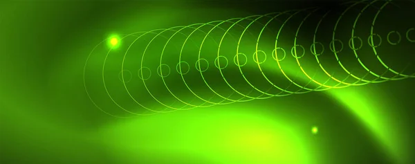 Техно сяючий фон, футуристичний темний шаблон з неоновими світловими ефектами та простими формами, вектор — стоковий вектор