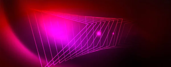 Neon gloeiende techno lijnen, Hi-Tech futuristische abstracte achtergrond sjabloon, Vector — Stockvector