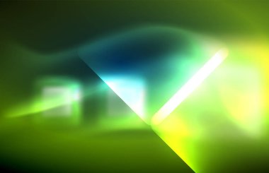 Neon parlayan techno hatları, yüksek teknoloji fütüristik arka plan şablonu kare şekilleri ile