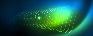 Neon parlayan techno hatları, Hi-Tech futuristik soyut arka plan şablonu, vektör