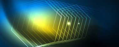 Neon parlayan techno hatları, Hi-Tech futuristik soyut arka plan şablonu, vektör