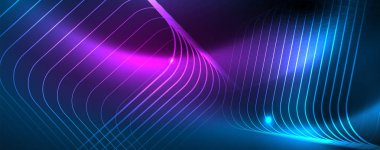 Neon parlayan techno hatları, Hi-Tech futuristik soyut arka plan şablonu, vektör