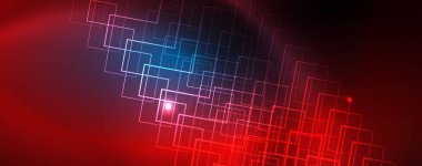 Neon parlayan techno hatları, Hi-Tech futuristik soyut arka plan şablonu, vektör