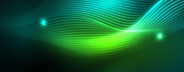 Parlak neon vektör dalga çizgi soyut arka plan, hareket kavramı