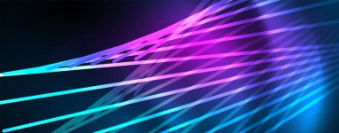 Neon mavi parlak çizgiler, sihirli enerji alanı ışık kavramı, arka plan duvar kağıdı tasarımı