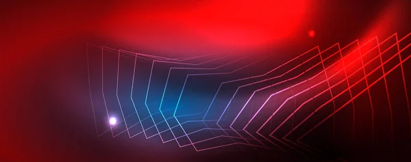 Linee techno incandescenti al neon, modello astratto futuristico hi-tech di sfondo, vettore — Vettoriale Stock