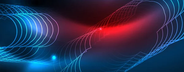 Neon parlayan techno hatları, Hi-Tech futuristik soyut arka plan şablonu, vektör — Stok Vektör