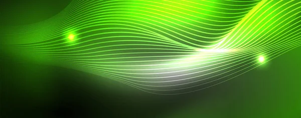Flux d'ondes vectorielles néon fond abstrait, design techno futuriste magique — Image vectorielle