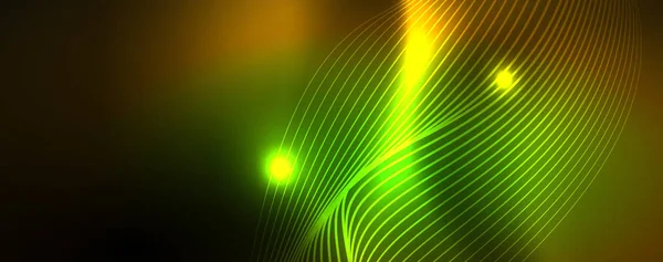 Glänsande Neon linjer Techno Magic futuristisk bakgrund, magi energi rymden ljuskoncept, abstrakt bakgrund tapet design — Stock vektor
