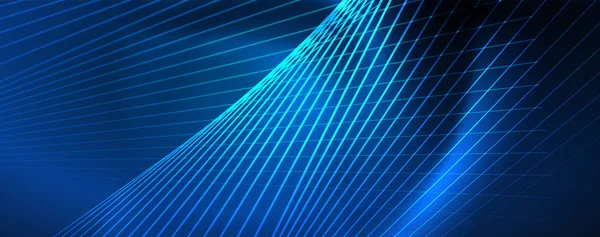 Neon blå glödande linjer, magiska energi utrymme lätta koncept, abstrakt bakgrund tapeter design — Stock vektor