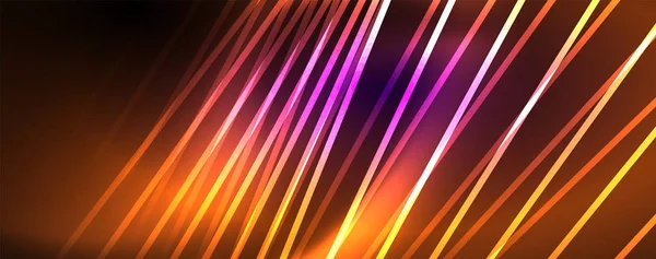 Lumière de couleur avec lignes, fond de l'espace extérieur, rayons lumineux — Image vectorielle