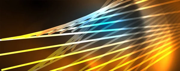 Líneas brillantes azul neón, concepto de luz espacio de energía mágica, fondo abstracto fondo de pantalla de diseño — Vector de stock