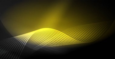 Koyu, parlak hareket, sihirli alan ışık parlayan soyut dalga. Techno arka plan