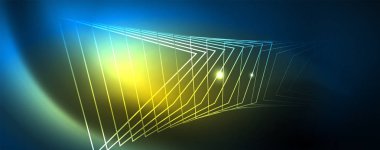 Neon parlayan techno hatları, Hi-Tech futuristik soyut arka plan şablonu, vektör