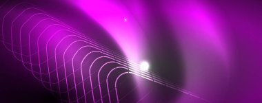 Parlak neon techno şablonu. Neon hatları arka plan, 80s tarzı lazer ışınları
