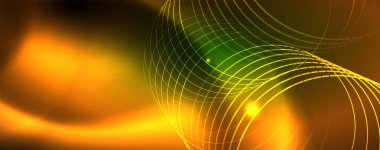 Techno parlayan arka plan, Neon ışık efektleri ve basit formları ile futuristik karanlık şablon, vektör