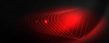 Parlak neon techno şablonu. Neon hatları arka plan, 80s tarzı lazer ışınları