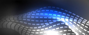 Neon vektör dalga hatları soyut arka plan, sihirli futuristik techno tasarım