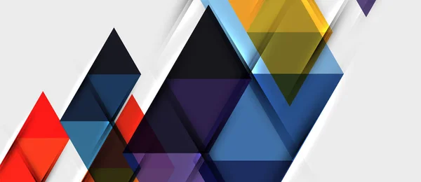 Fondo geométrico abstracto. Triángulos superpuestos modernos. Formas de color inusuales para su mensaje. Presentación empresarial o tecnológica, plantilla de portada de aplicación — Vector de stock