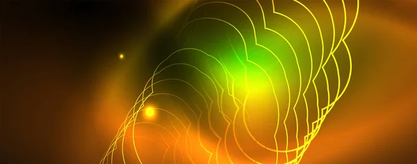 Techno fond lumineux, modèle sombre futuriste avec des effets de lumière au néon et des formes simples, vecteur — Image vectorielle
