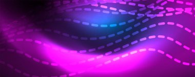 Mavi Neon renkli ışık arka planda pürüzsüz dalga hatları. Karanlık, parlak hareket, sihirli uzay ışık üzerinde parlayan soyut dalga