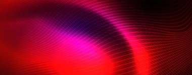 Neon vektör dalga hatları soyut arka plan, sihirli futuristik techno tasarım