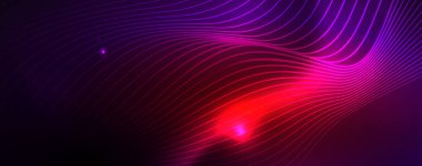 Neon vektör dalga hatları soyut arka plan, sihirli futuristik techno tasarım