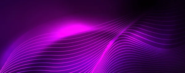 Neon vector wave lines abstract background, magic futuristic techno design — Stock Vector