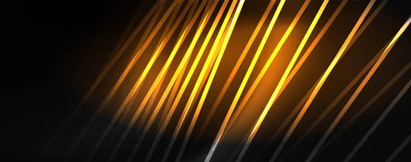 Luz de neón de color brillante con líneas, papel pintado abstracto, movimiento brillante, luz espacial mágica. Techno fondo abstracto — Vector de stock