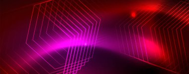 Neon parlayan techno hatları, Hi-Tech futuristik soyut arka plan şablonu, vektör