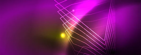 Techno glødende baggrund, futuristisk mørk skabelon med neon lyseffekter og enkle former, vektor – Stock-vektor