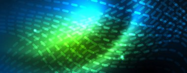 Mavi Neon renkli ışık arka planda pürüzsüz dalga hatları. Karanlık, parlak hareket, sihirli uzay ışık üzerinde parlayan soyut dalga