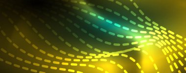 Parlak neon vektör dalga çizgi soyut arka plan, hareket kavramı