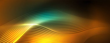 Parlak neon vektör dalga çizgi soyut arka plan, hareket kavramı